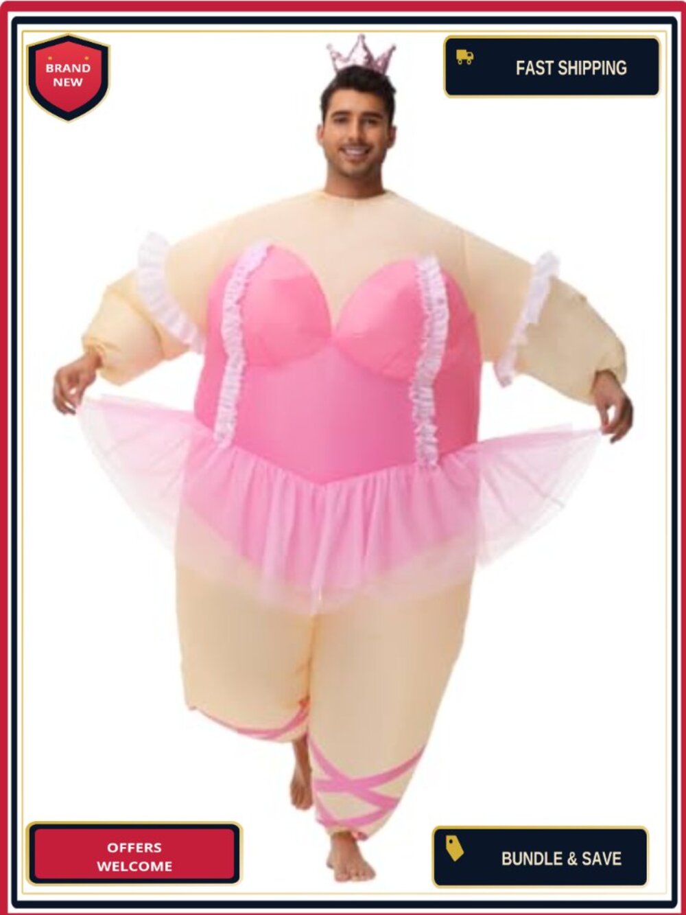 Poptrend Inflatable Ballet Costume Adult Funny Blow Up Fat Suit